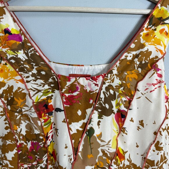 Sundance Evelyn 100% Silk Floral Mini Dress Women's 10 Ivory Flowy Feminine Chic - Picture 7 of 14